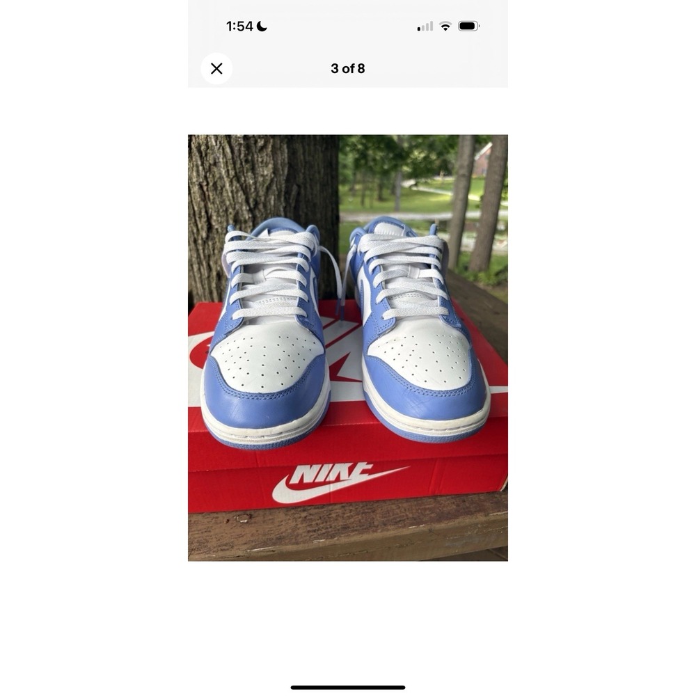 Nike Dunk Low Men 9 Low Top Lace-Up Sneakers White/Polar Blue Leather DV0833-400 - Picture 8 of 10